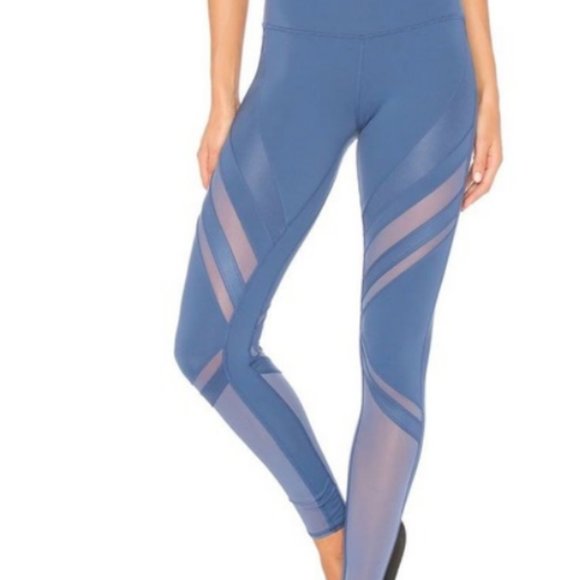 ALO YOGA PIC LEGGINGS BLUE MESH FULL LENGTH SIZE XS - Picture 2 of 6